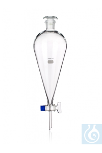 Scheitrechter (lang conisch) Squibb 250 ml met glazen kraan NS14.5/4, NS19 hals, PE stop,...